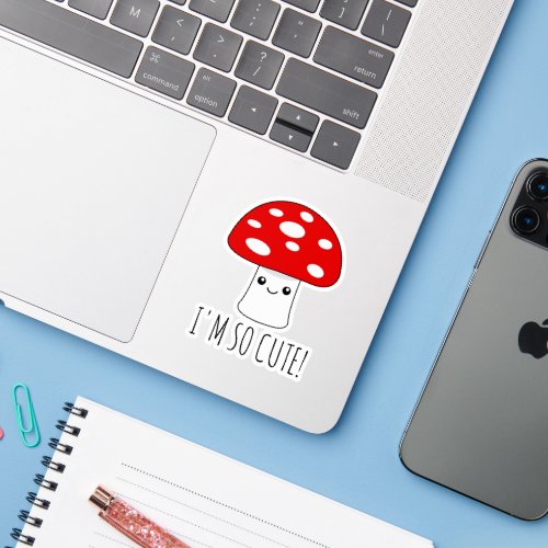 Cute red Kawaii mushroom cartoon laptop sticker