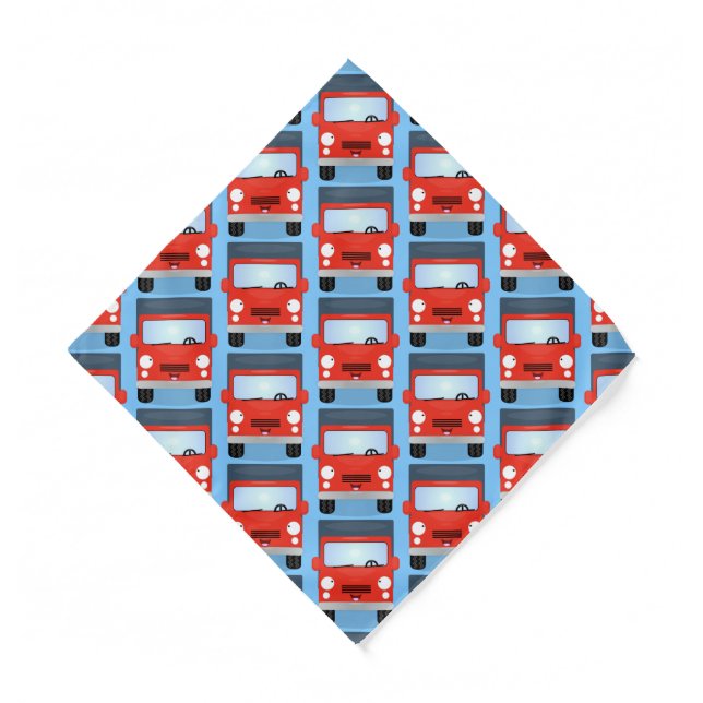 Cute red kawaii truck cartoon illustration  bandana (Front)