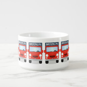 Cute red kawaii truck cartoon illustration bowl