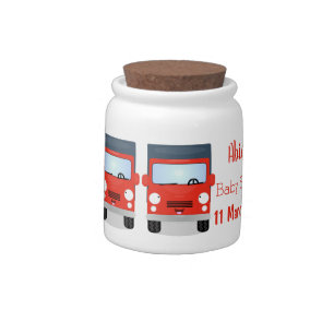 Cute red kawaii truck cartoon illustration candy jar
