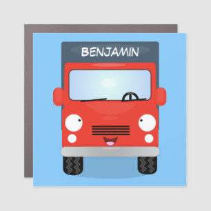Cute red kawaii truck cartoon illustration car magnet