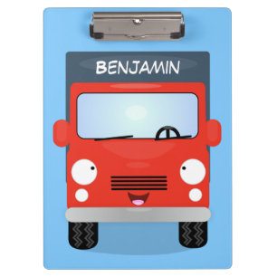 Cute red kawaii truck cartoon illustration clipboard