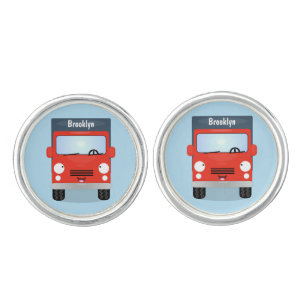 Cute red kawaii truck cartoon illustration cufflinks