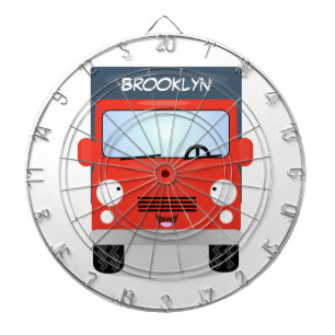 Cute red kawaii truck cartoon illustration dart board