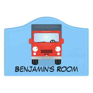 Cute red kawaii truck cartoon illustration
