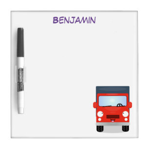 Cute red kawaii truck cartoon illustration dry erase board