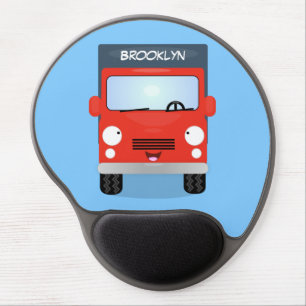 Cute red kawaii truck cartoon illustration gel mouse pad