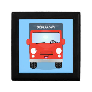 Cute red kawaii truck cartoon illustration gift box