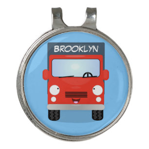 Cute red kawaii truck cartoon illustration golf hat clip