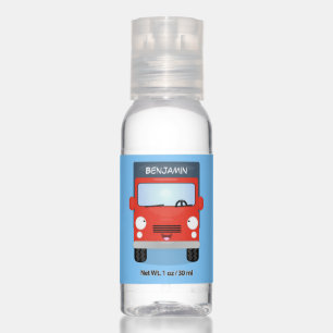 Cute red kawaii truck cartoon illustration hand sanitizer