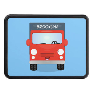 Cute red kawaii truck cartoon illustration hitch cover