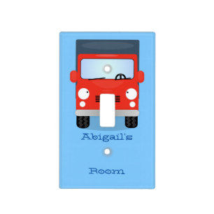 Cute red kawaii truck cartoon illustration  light switch cover
