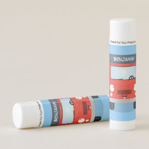 Cute red kawaii truck cartoon illustration lip balm