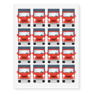 Cute red kawaii truck cartoon illustration temporary tattoos