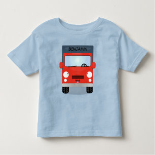Cute red kawaii truck cartoon illustration toddler t-shirt
