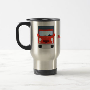 Cute red kawaii truck cartoon illustration travel mug