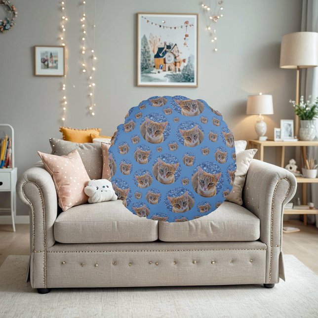 Cute red kitten - cat pattern round pillow (Creator Uploaded)