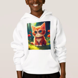 Cute Red Kitten Wearing Glasses-365478 Hoodie