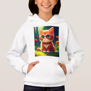 Cute Red Kitten Wearing Glasses-365478 Hoodie