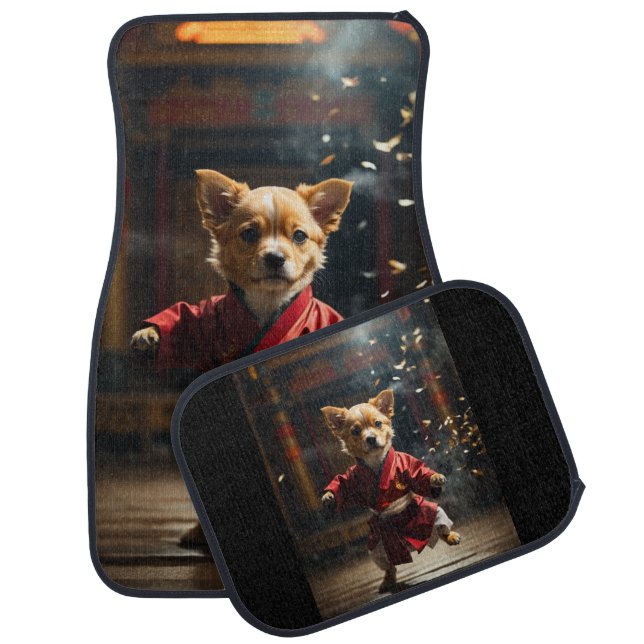 Cute Red Kung Fu Puppy Car Floor Mat (Set)