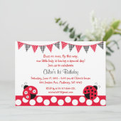 Cute Red Ladybug 1st Birthday Invitation (Standing Front)