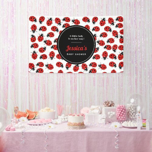 Cute Red Ladybug Baby Shower Girl   Banner