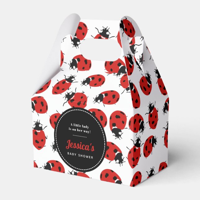 Cute Red Ladybug Baby Shower Girl  Favor Boxes (Front Side)