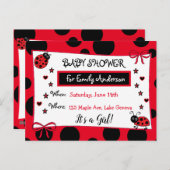 Cute Red Ladybug Baby Shower Invitation Postcard (Front/Back)