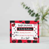 Cute Red Ladybug Baby Shower Invitation Postcard (Standing Front)