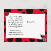 Cute Red Ladybug Baby Shower Invitation Postcard (Back)
