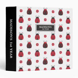 Cute Red Ladybug Baby's First Year 3 Ring Binder