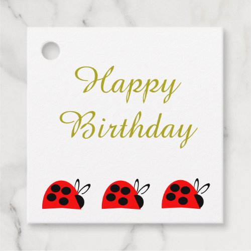 Cute Red Ladybug Birthday Favor Tags