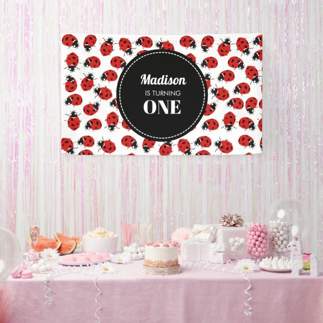 Cute Red Ladybug Birthday Party  Banner (Party)