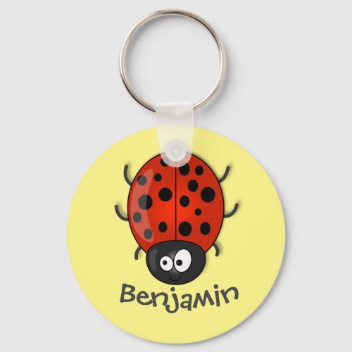 Cute red ladybug cartoon illustration keychain