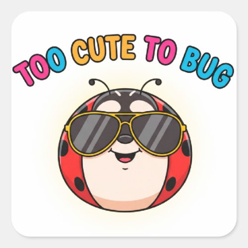 Cute Red Ladybug Character  Square Sticker