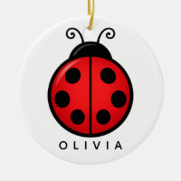 Cute Red Ladybug Custom Name Graphic Art