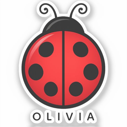 Cute Red Ladybug Custom Name Graphic Art Sticker