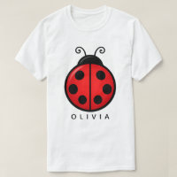 Cute Red Ladybug Custom Name Graphic Art