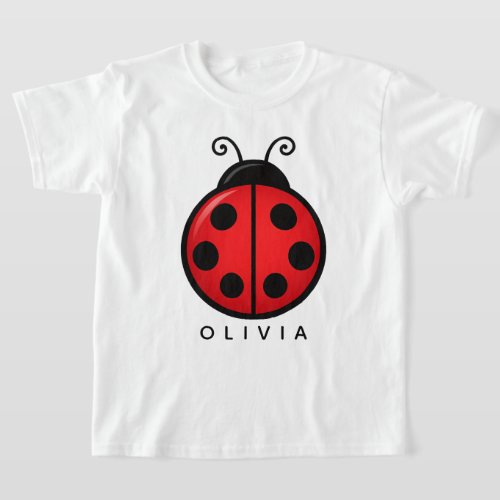 Cute Red Ladybug Custom Name Graphic Art T-Shirt