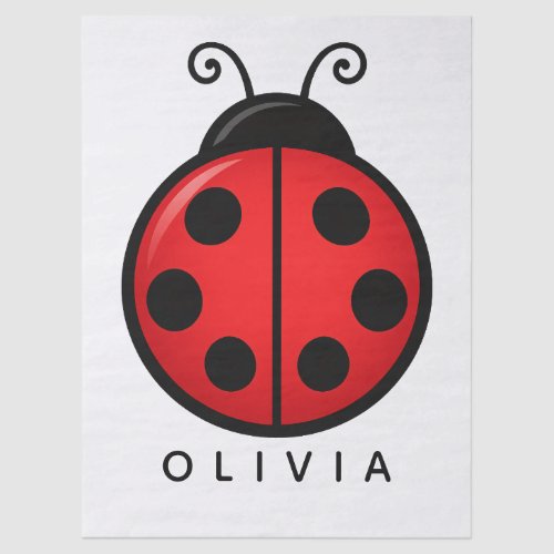 Cute Red Ladybug Custom Name Graphic Art Tissue Paper