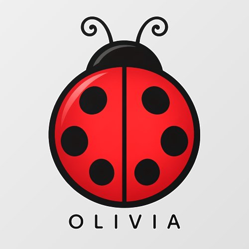 Cute Red Ladybug Custom Name Graphic Art Wall Decal