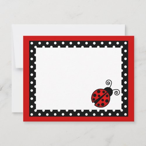 Cute Red Ladybug Flat Thank You Note Cards Personalized Invite