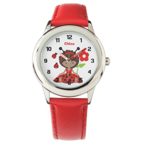 Cute Red Ladybug Girl Kids Watch