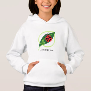 Cute Red ladybug Green Love Leaf girly kids Hoodie