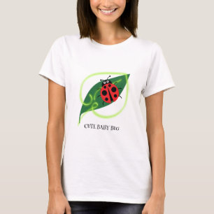 Cute Red ladybug Green Love Leaf girly kids T-Shirt