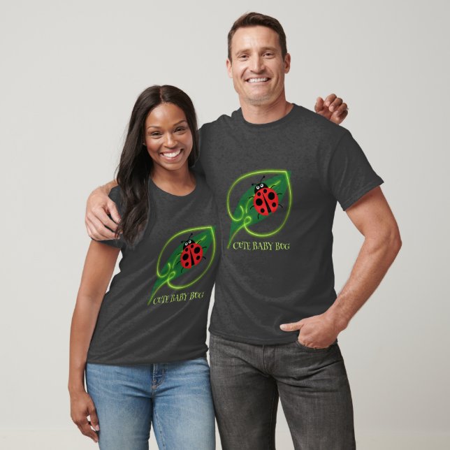 Cute Red ladybug Green Love Leaf girly kids T-Shirt (Unisex)