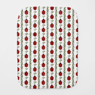 Cute Red Ladybug & Green Vines Baby Burp Cloth