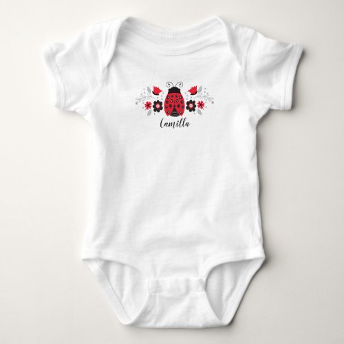 Cute Red Ladybug Newborn Baby Girl Baby Bodysuit