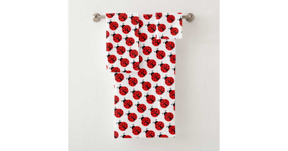 Cute red ladybug pattern bathroom towel set | Zazzle.com