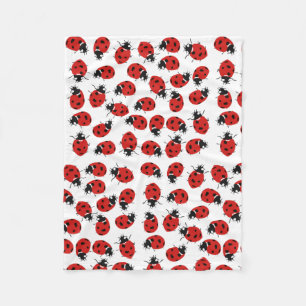 Cute Red Ladybug Pattern  Fleece Blanket